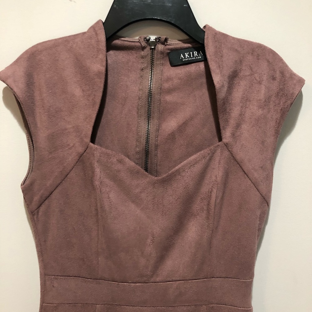 Akira Plum-Brown Suede Dress - Picture 3 of 6